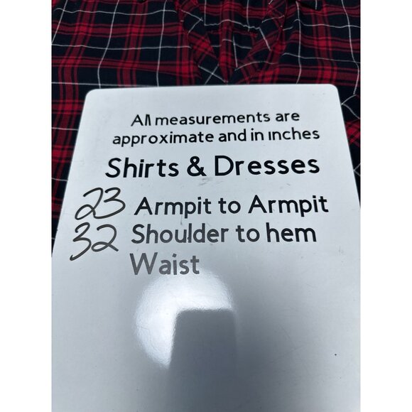 J. Jill Red Plaid Long Sleeve Button Front Blouse Holidays Festive Size L - Picture 9 of 9